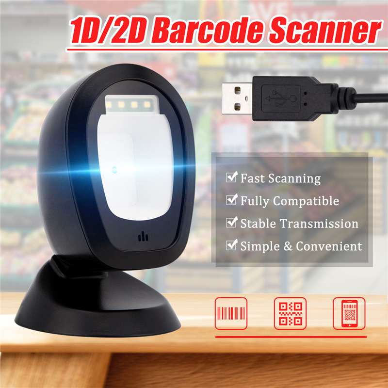 Scanner de codes à barres mains libres 1D 2D Scanner de codes à barres USB plate-forme de numérisation de 360 degrés avec Interface USB