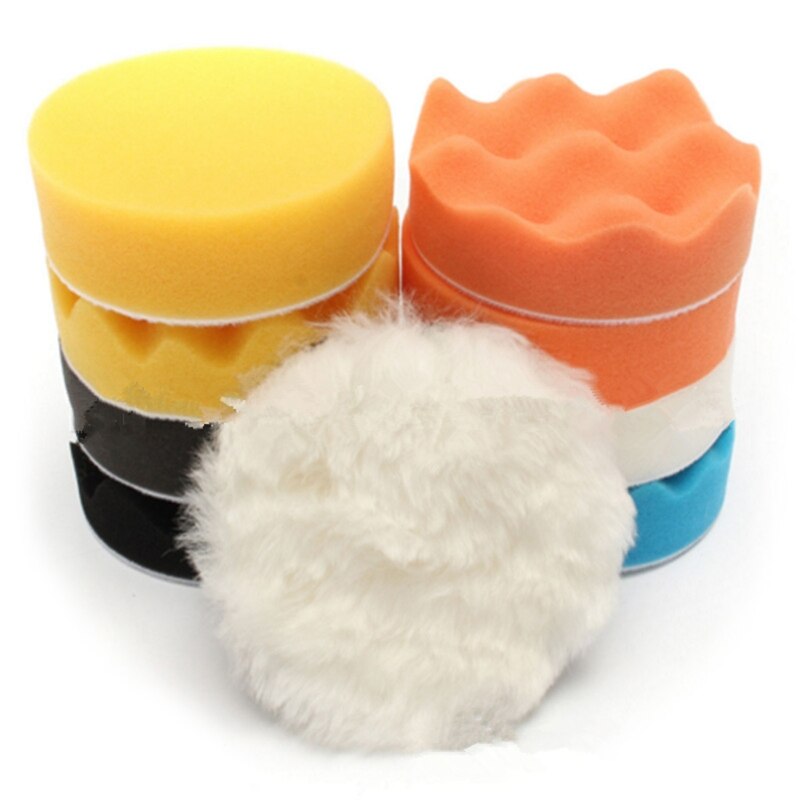 11Pcs 3inch Car Polishing Disc Self-Adhesive Buffing Waxing Sponge Wool Wheel Polishing Pad For Drill Adapter