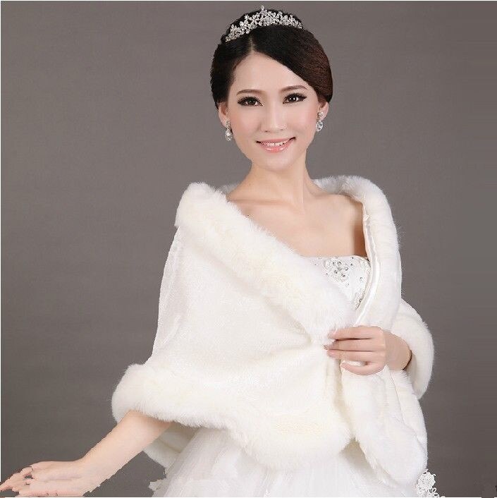 Châle fausse fourrure femme manteau de mariage ivoire veste de mariée