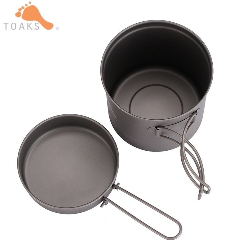 2 i 1 toaks titan gryte panne sett med sammenleggbare håndtak kokegryte steking kokekar 1100ml ultra sunn nettpose ckw -1100
