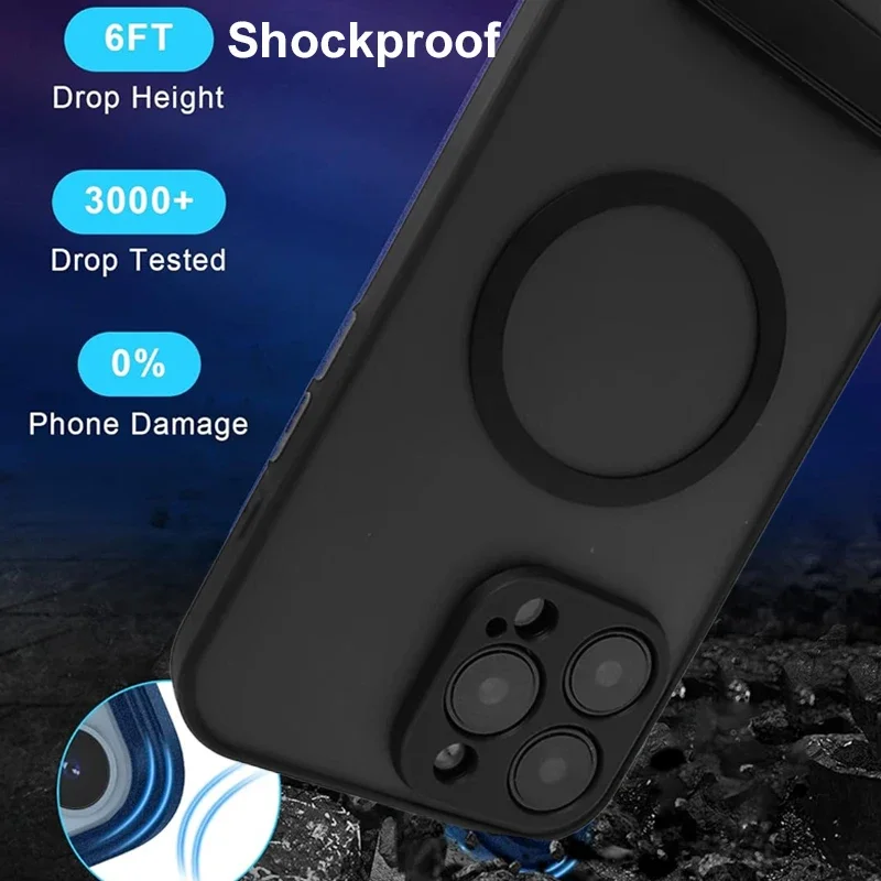 Funda magnética para teléfono móvil con soporte para iPhone 17 16 Pro Max 15 14 Plus 13 12 11 cubierta translúcida con soporte