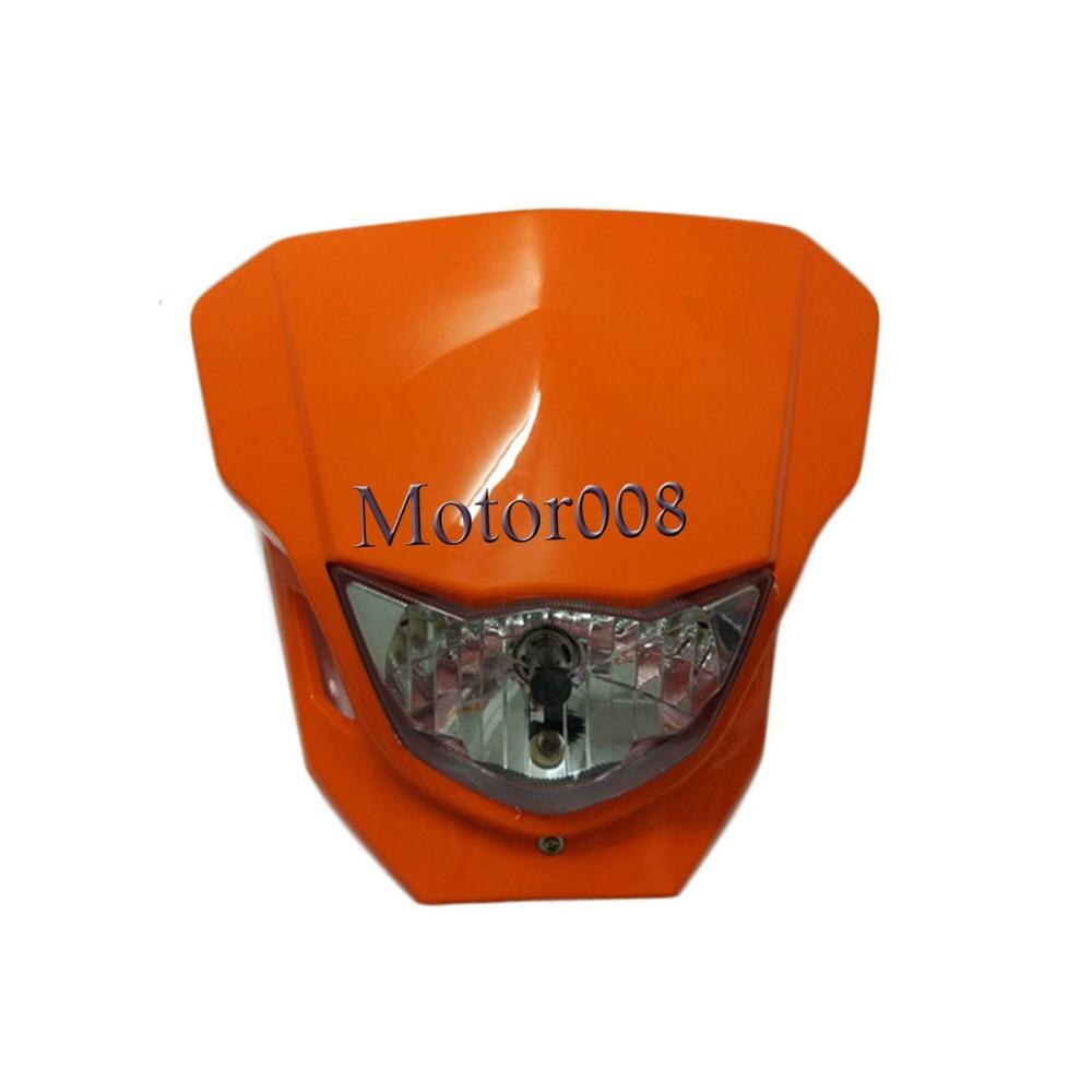 Carenado Universal para faro de motocicleta Enduro, con bombilla, para Motocross, HONDA CRF XR YAMAHA WR YZ YAMAHA YZ: Orange