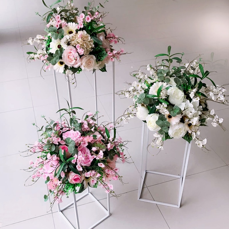 DIY wedding table centrepieces artificial flower ball backdrop wedding decor road lead wall hotel shop party silk flowers