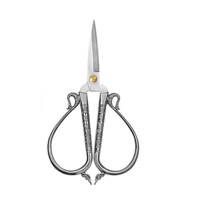 Tijeras clásicas de estilo Retro europeo, tijera antigua para costura artesanal, a medida, corte de papel, tijeras de costura bordada: 16cm   Silver