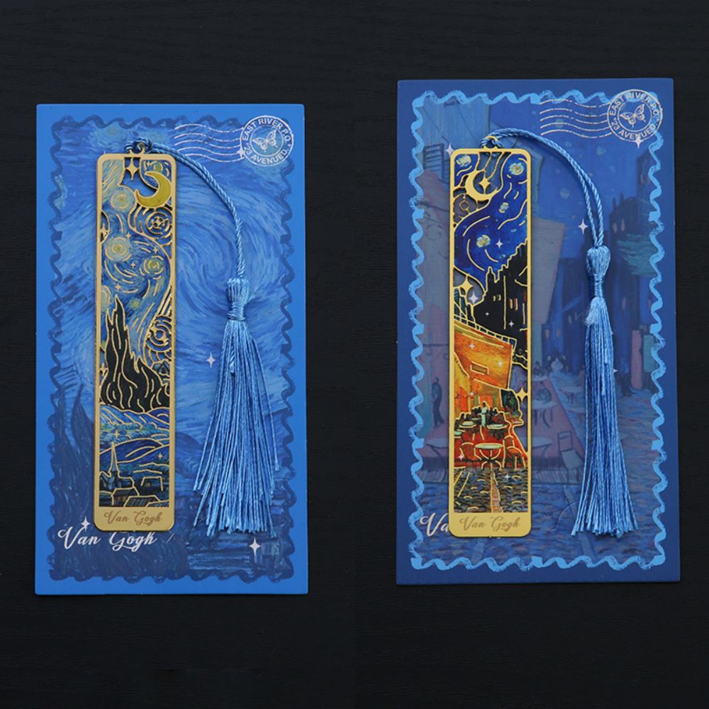 Marcapáginas de Metal hueco, exquisitos marcos de libros rectangulares, paisaje, flor, pintura al óleo, estilo, papelería de lectura para estudiantes y niños