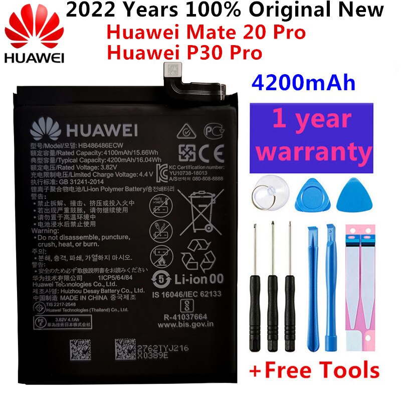 100% Original Replacement 4200mAh Battery HB486486ECW For Huawei Huawei P30 Pro Mate20 Pro Mate 20 Pro Genuine Phone Batteries