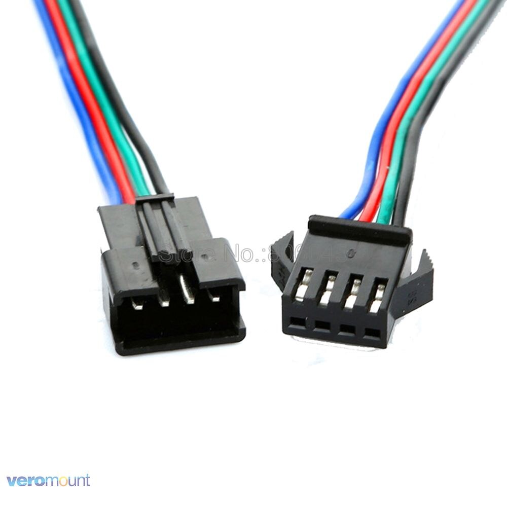 10-100 Pairs 4Pin 4-Pin JST SM Connector Male to Female SM Plug Connector 15cm Cable for 5050 3528 2801 8806 RGB LED Strip Light