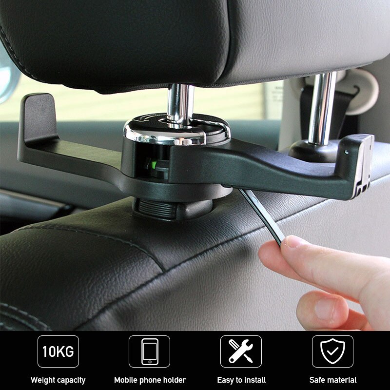 Gancho multifunción para reposacabezas de coche, gancho ajustable para asiento trasero de coche, bolso de mano, accesorios de soporte de tela, colgador trasero de asiento