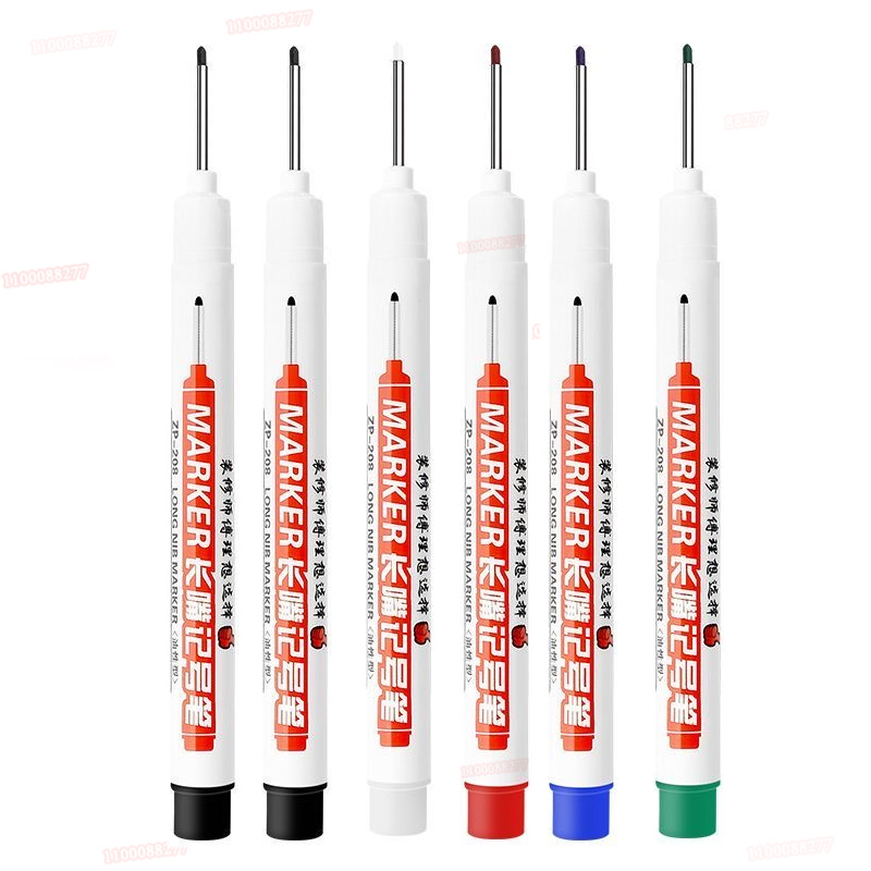 Rotulador de Punta larga de 6 piezas, puede agregar tinta, agujero profundo, bolígrafo largo, escribir tinta blanca y negra, posicionamiento de fábrica multipropósito, Punta 0,7-1,0: Gris oscuro