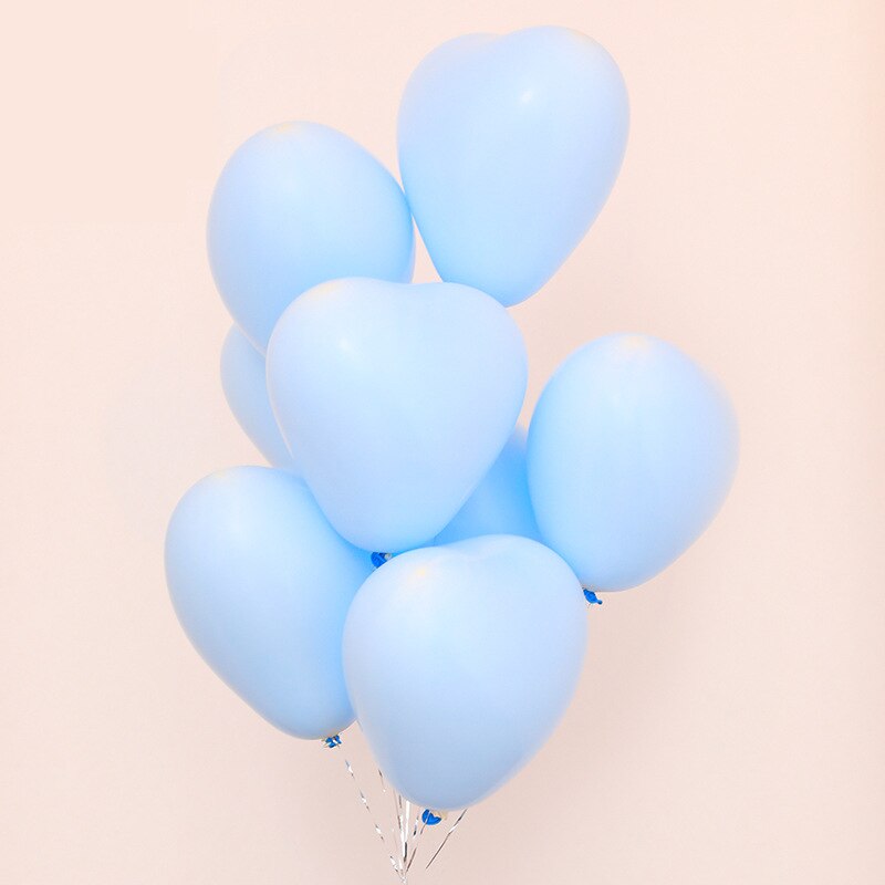 100 stk 10 '' hjerteform pastelballoner latex diverse slikfarvede balloner til valentinsdag bryllupsfest dekoration: Blå