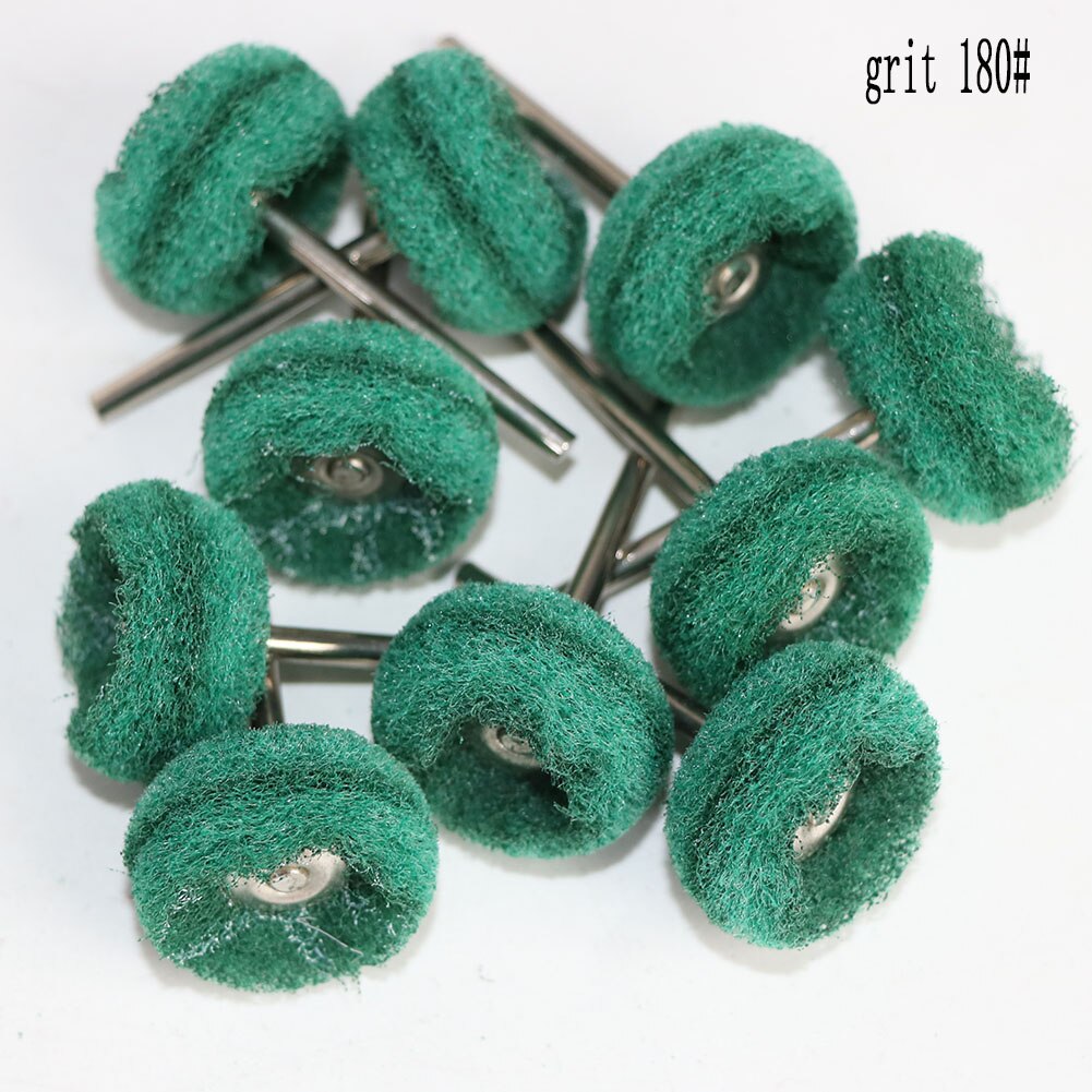 Cepillo rotativo de 1 pulgada y 10 piezas, rueda de pulido para herramientas rotativas, accesorios de fieltro de lana redonda de 25mm: 10pc green / with 2.35mm shank