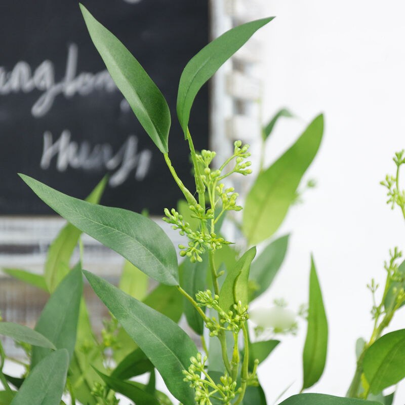 Sztuczne liście eukaliptusa kwiaty z owoców domu tabeli krajobrazu dekoracyjne fałszywe zielone rośliny oddział