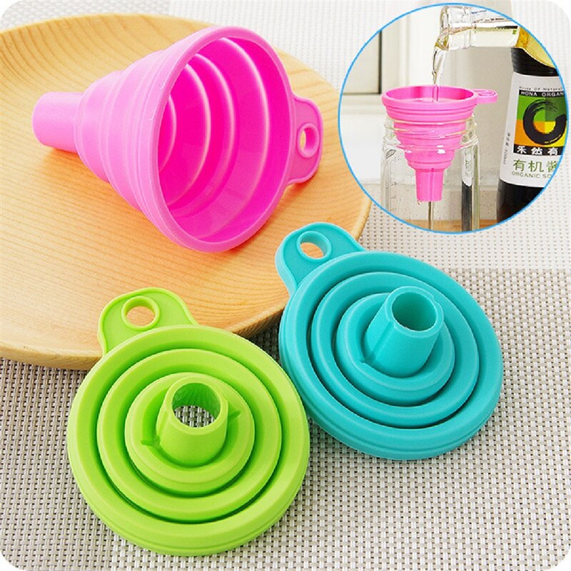1pc mini køkken tilbehør gadgets nyttige sammenklappelige stil tragt tragt beskyttende silikone gel sammenfoldelige køkken køkkenredskaber