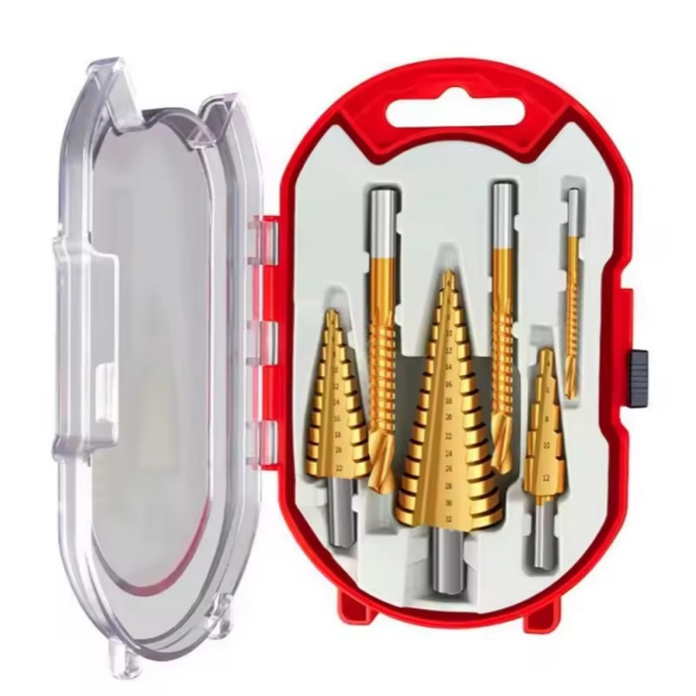 6 -teiliges stufenbohrer-sägeset, titan-fräser 4-12 4-20 4-32mm 3 6 8mm für holzbearbeitung, metallkern-lochöffner: Braun