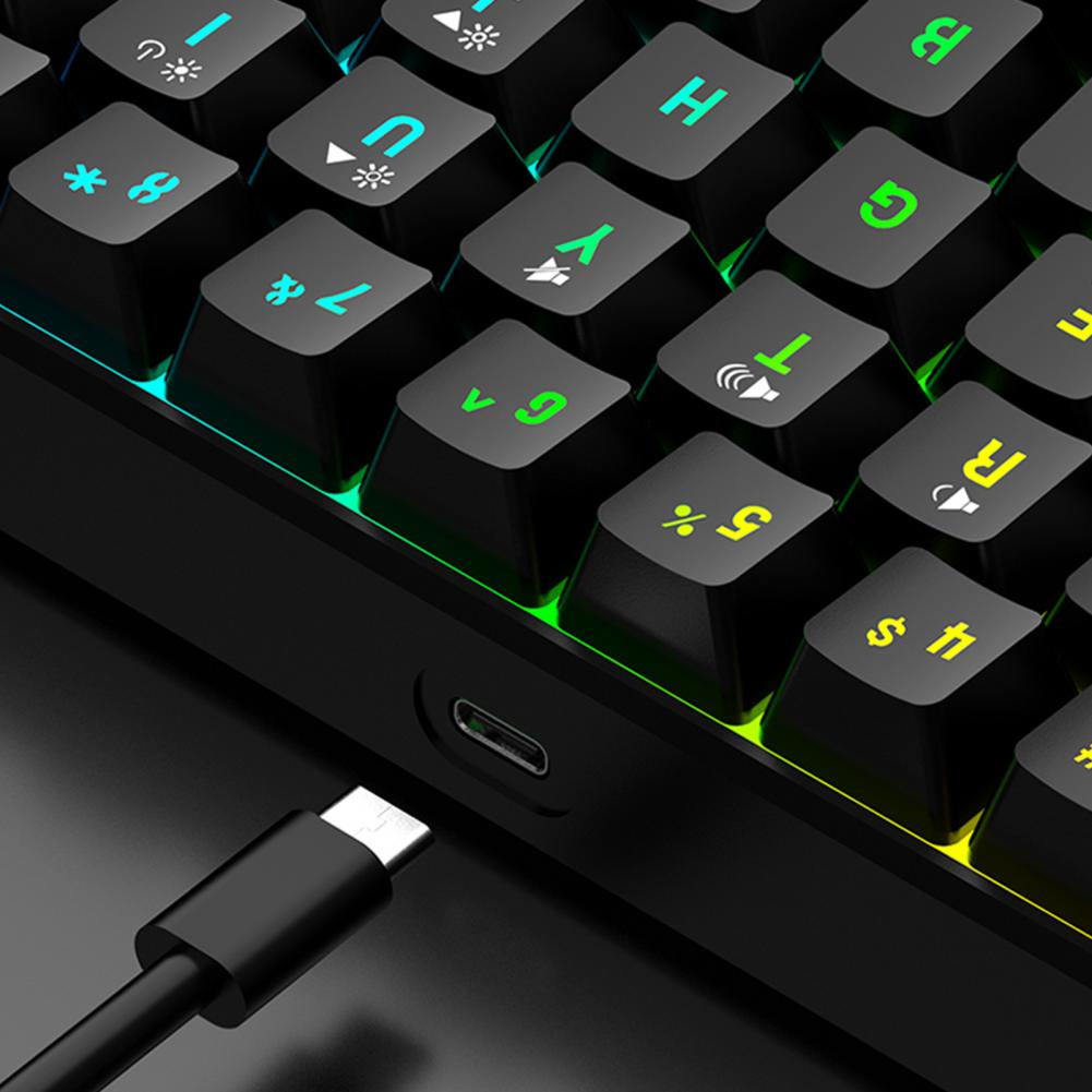 Wired Gaming Keyboard RGB Light 61 Keys Compact Lightweight Computer Keyboard