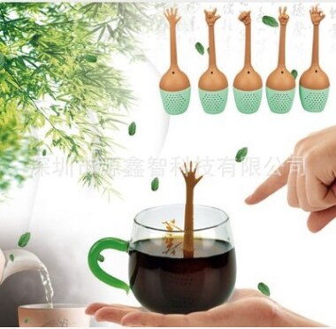 Grappig Hand Gebaren Thee-ei Zwarte Thee Zeef Fda Siliconen Loose Leaf Herbal Spice Houder Thee Brouwen Gereedschap
