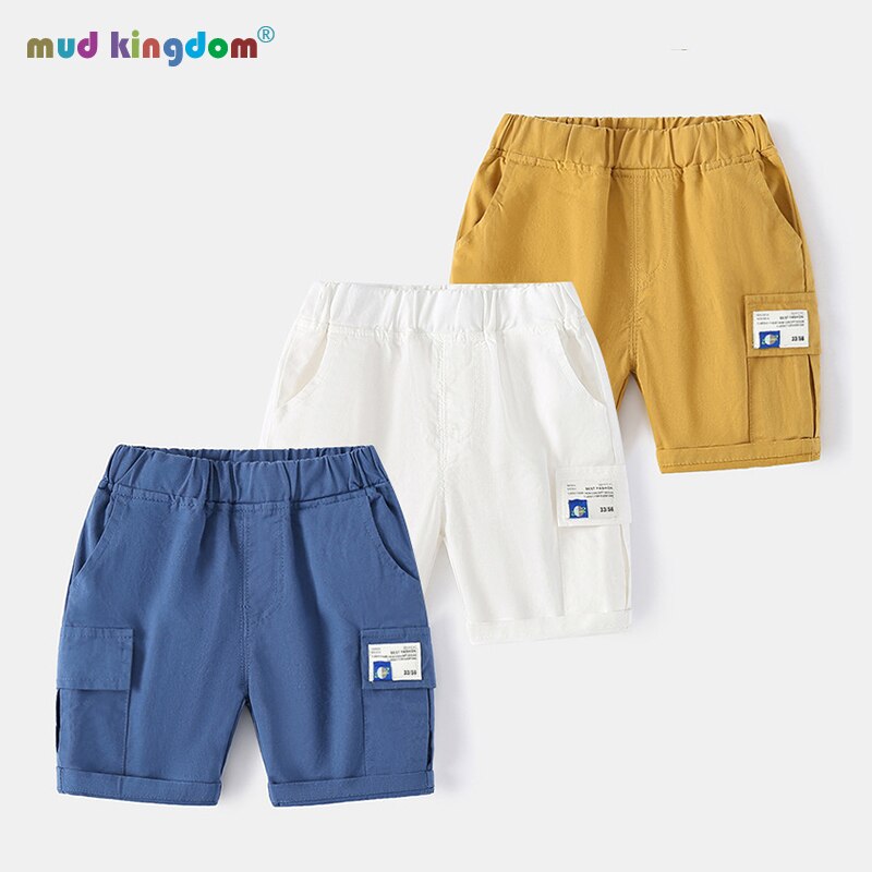 Mudkingdom 2022 Baby Boys Shorts Pocket Elastic Waist Kids Short Clothes for Children Clothing Boy Summer Cotton Cargo Pants