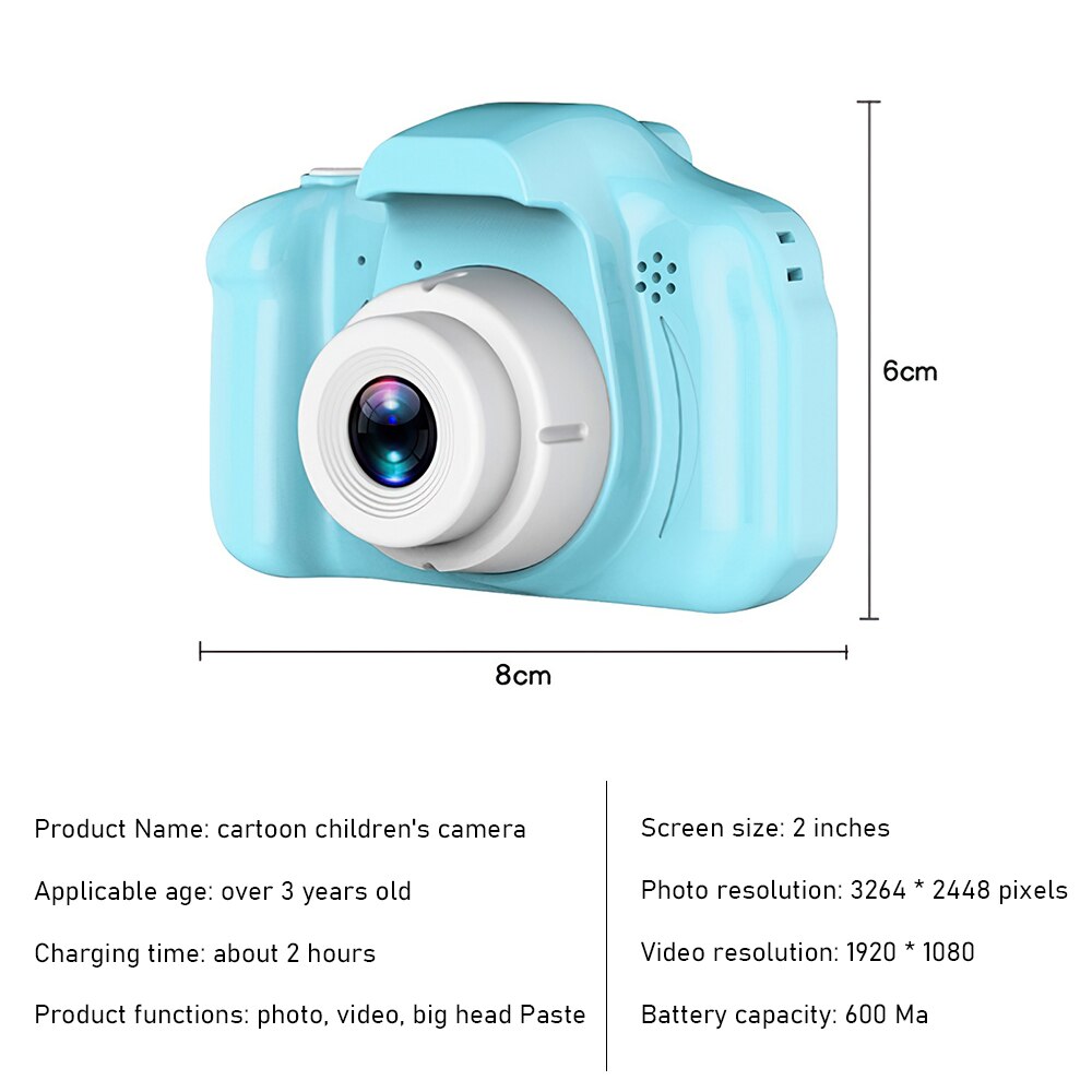 TRAVOR – Mini appareil Photo numérique HD 1080P pour enfants, jouets pour enfants, caméscope vidéo DV, , carte TF de 32 go