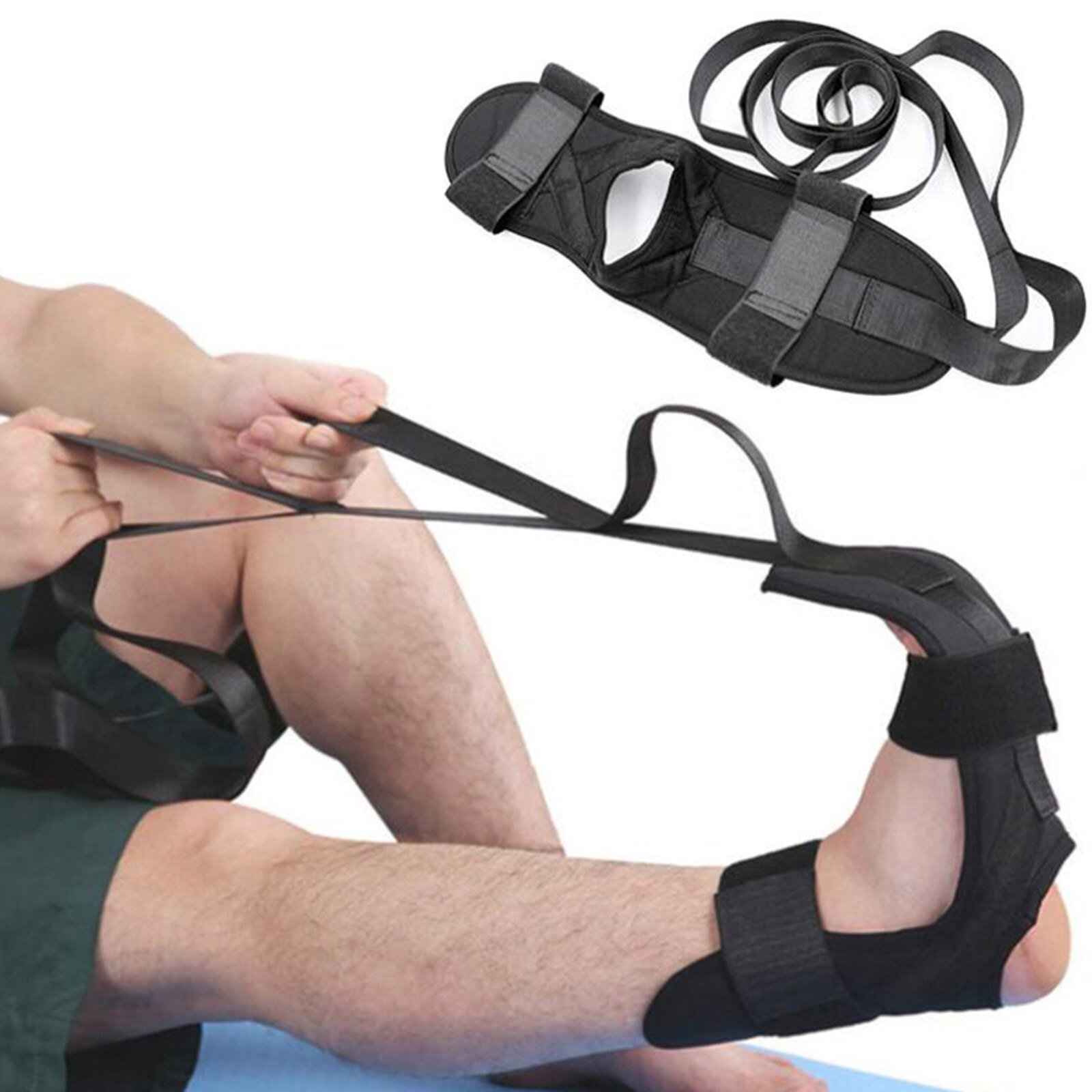 Sangle Yoga Extensible KOMZER – Ceinture D’étirement Pour Jambes Et Pieds – Noire