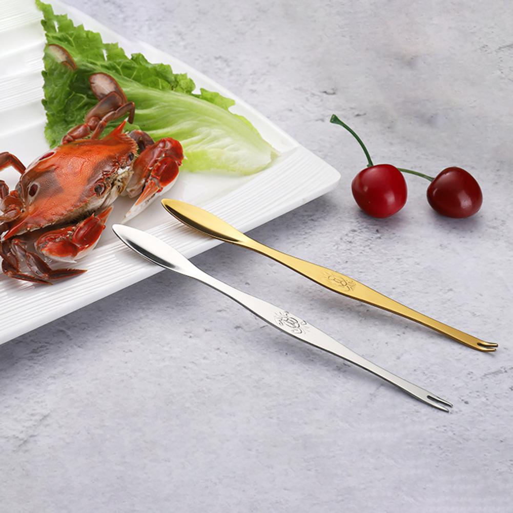 Anti-rust 5Pcs/Set Portable Durable Crab Seafood Tool Fork Safe Seafood Meat Pick Mirror Polishing for Families