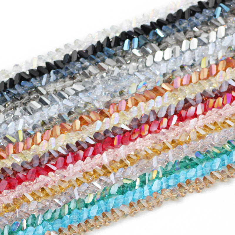 Cuentas de cristal austriaco triangulares de tetraedro, cuentas sueltas de vidrio para fabricación de pulseras de joyería, accesorios de bricolaje, , 6mm, 90 piezas