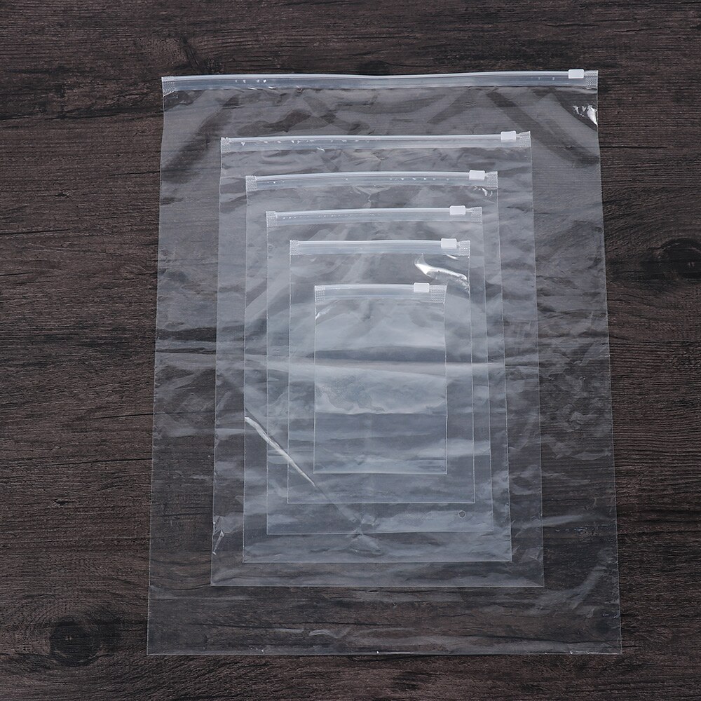 5pc transparente à prova dself água auto selo pacote de plástico cobertor pano de armazenamento durável bolsa zero saco de resíduos com zíper ferramentas de bloqueio