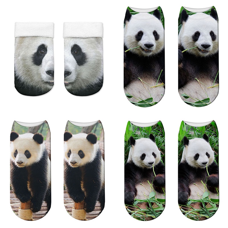 Casual, coole panda-patroon harajuku sokken voor dames, hipster, grappige katoenen korte sokken, vrouwelijke kunst, lage dunne sokken