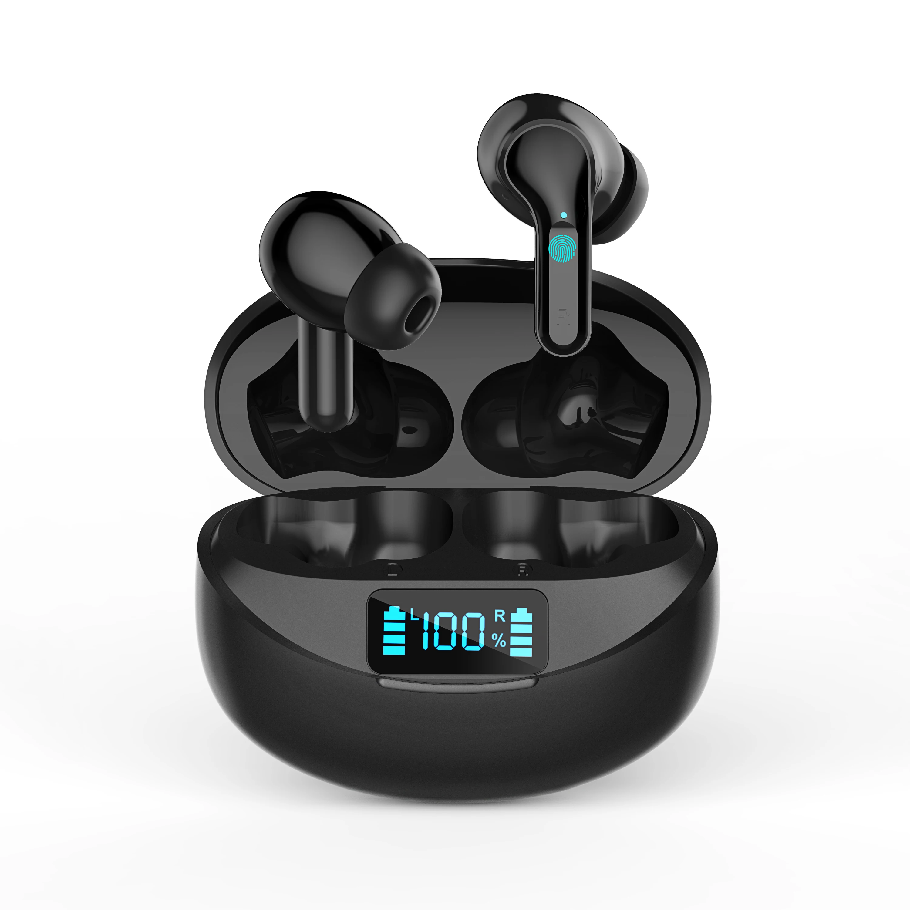 I17 TWS Bluetooth 5.3 Headphones - Wireless Earbuds W/Digital Display Extra Eartips Sport Fit HD Sound 30H Playtime Airpods: black