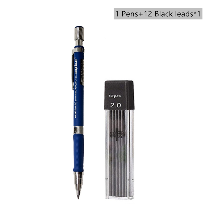 Mechanical Pencil Set 2.0 mm with 2B Black/Colors Lead Refill For Writing Sketching Art Drawing Painting School Automatic Pencil: plum