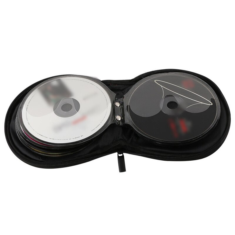 Portable CD DVD Case 20 Capacity Storage Bag Round Holder With Zipper
