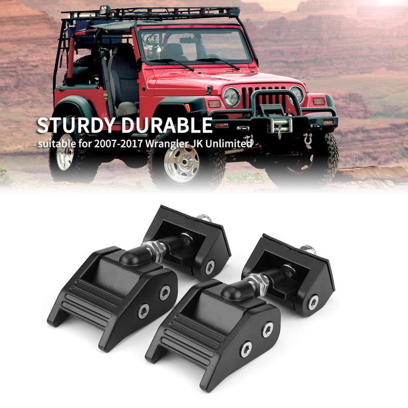 Para wrangler jk unlimited 2007-2017 2 pçs preto metal capô trava suporte fivela kit segure para baixo acessórios do carro