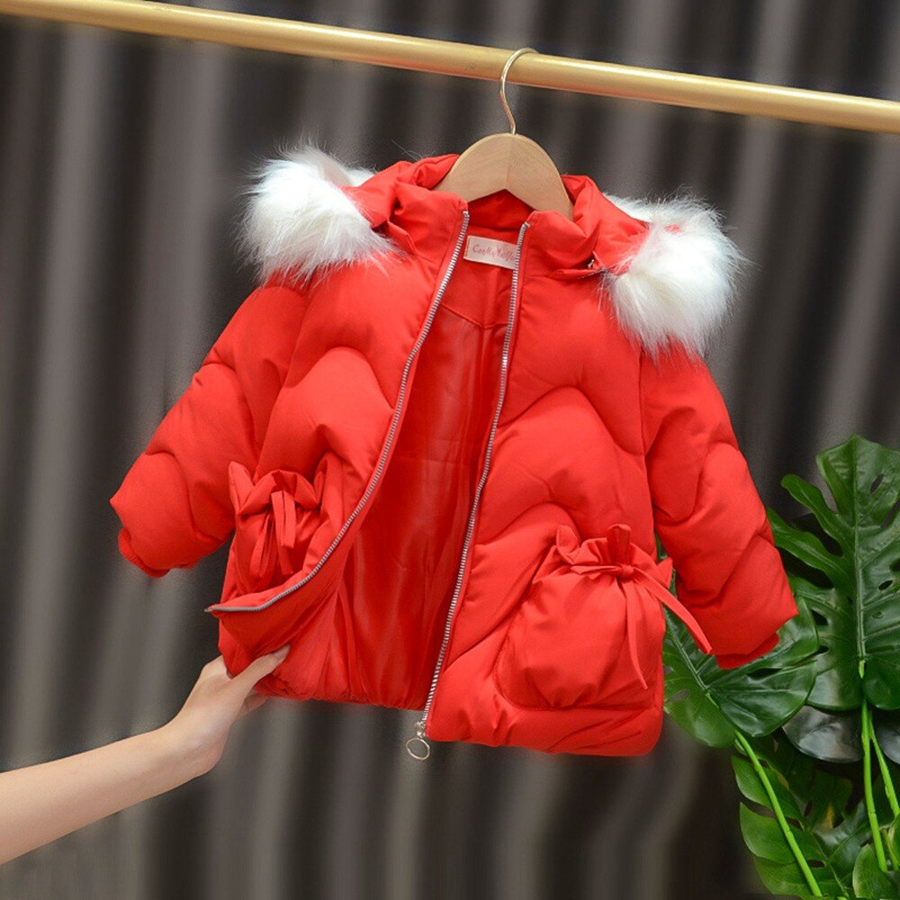 Warme winter kinderen baby meisjes jas baby's kinderen bont capuchon dikke prinses parka's bovenkleding casacos jassen sneeuwkleding  s11545