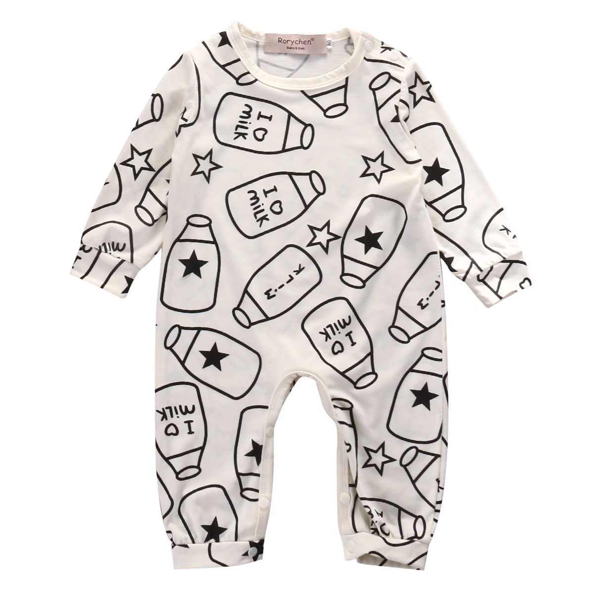 Pudcoco Newborn Baby Boy Girl Clothes Feeding Bottle Print Long Sleeve Romper Jumpsuit One-Piece Outfit Cotton Clothes