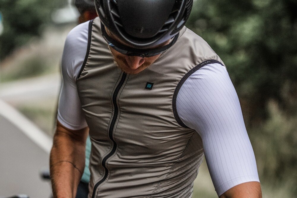 licht windstop gilet radfahren winddichte weste biycle outwear Fahrrad kleidung grau und grün