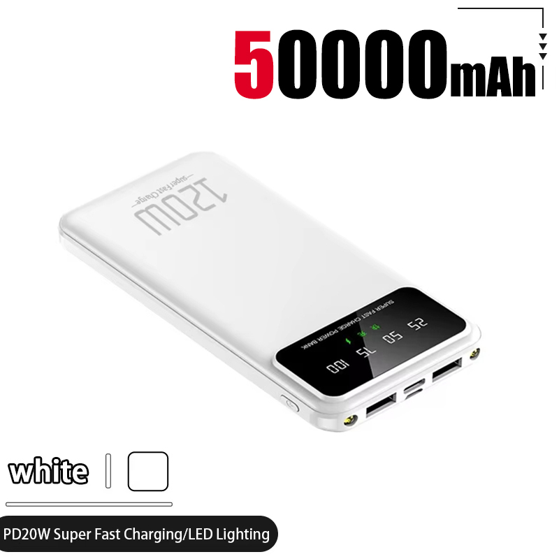 100000- mah-powerbank mit 120w schnellladefunktionen, hoher kapazität, externer akku für mobiltelefone, praktisch-zubehör: Weiß