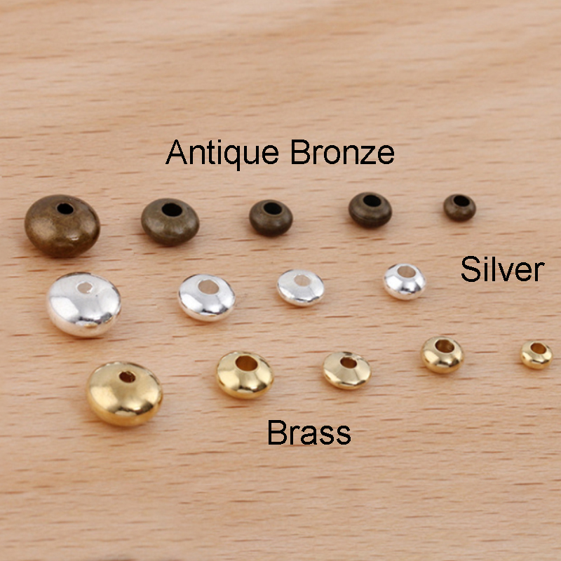 20-100pcs Metal Spacer koraliki koło koralik płaskie okrągłe luźne koraliki płaskie okrągłe koralik dla DIY akcesoria do wyrobu biżuterii dostaw