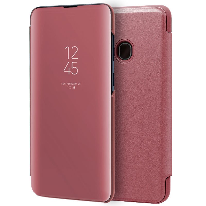 Samsung A202 Galaxy A20e Clear View Flip Cover Case Roze