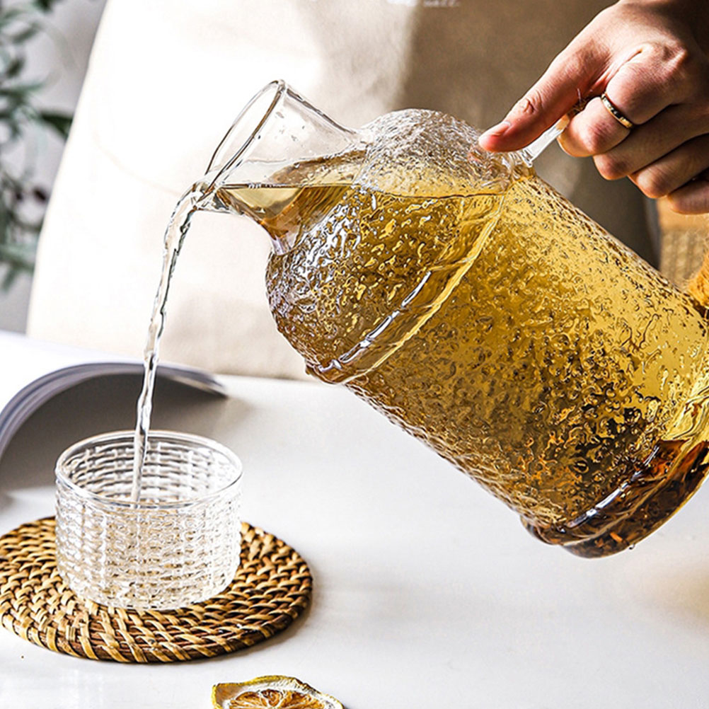 1 Set Glass Water Jug with Lid Clear Water Pitcher Household Water Jug Tea Container