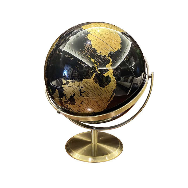 Black Gold Rotating Globe 20cm/23cm English Home Office Decoration European Style Light Luxury Crafts Ornament Globe