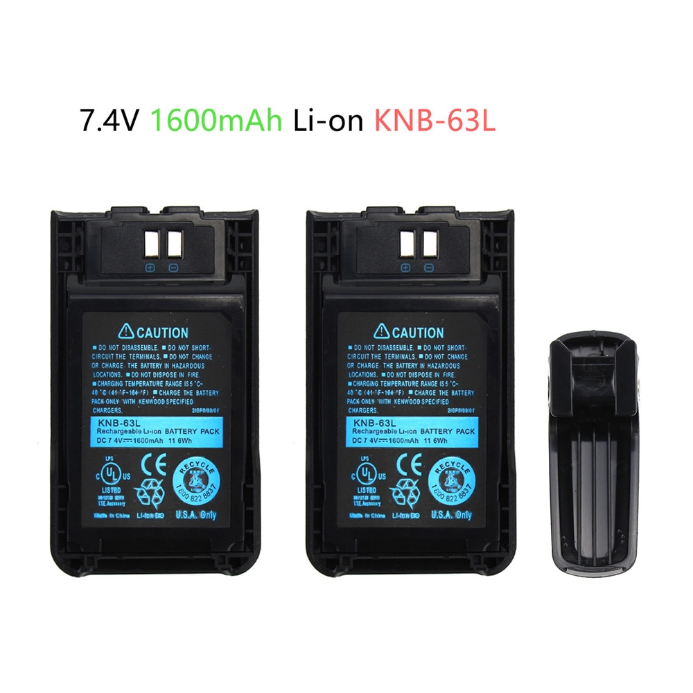 2X Batteria di Ricambio per Kenwood KNB-63L KNB-65L TK-2000K TK3000K2 1600mAh