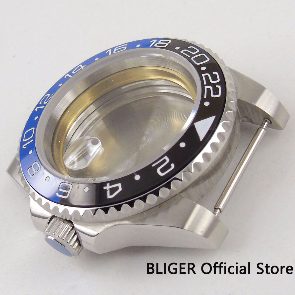 Caja de reloj Bliger de 40mm, lupa de fecha con bisel de cerámica, cristal de zafiro, ajuste ETA 2836, reloj de movimiento