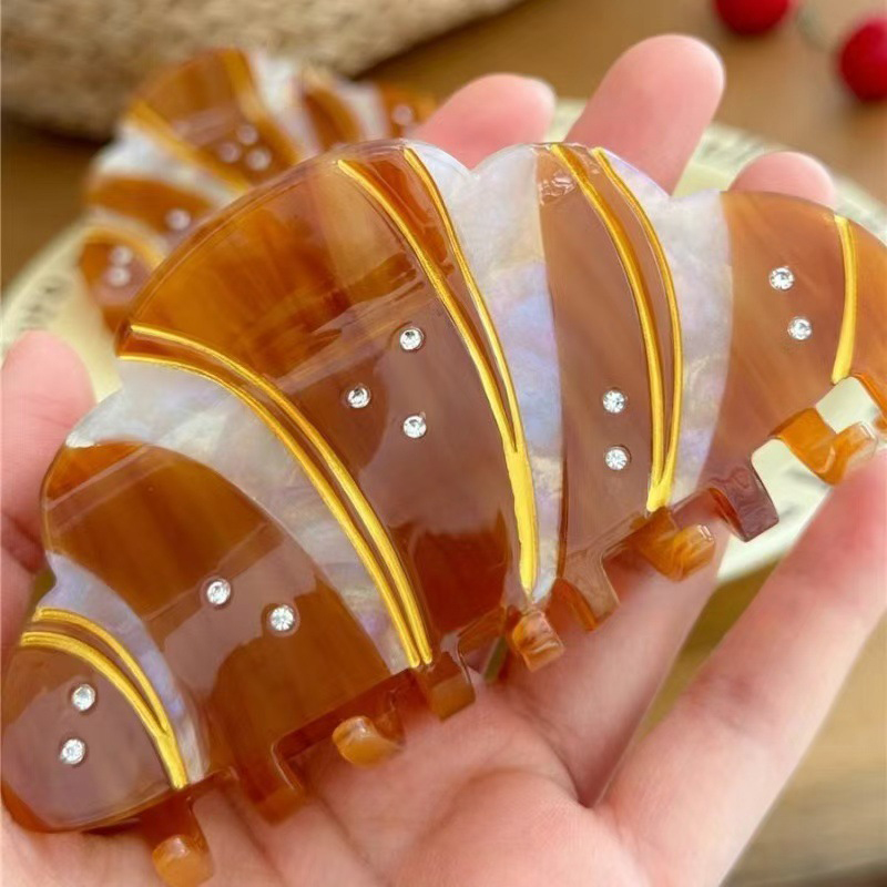 Pinza para el pelo de croissant para mujer y niña, pinza para el pelo Kawaii divertida, creativa y versátil, accesorios para el cabello para uso diario,