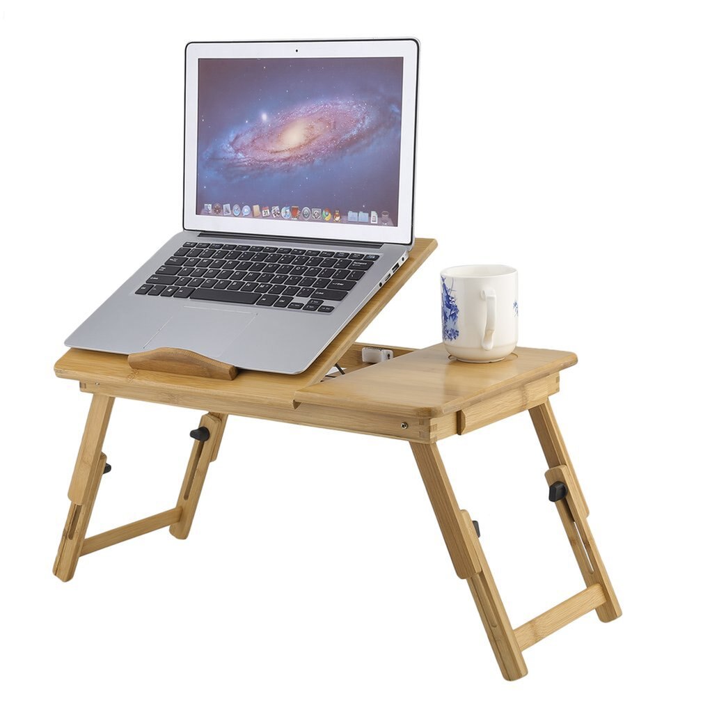 Opvouwbare Draagbare Bamboe Computer Stand Laptop Bureau Met/Zonder Ventilator Thee Serveren Bed Eettafel Laptop Notebook Tafel