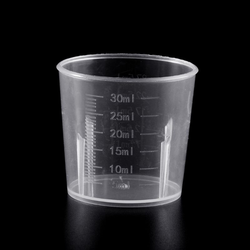 10Pcs Laboratory Bottle Lab Test Measuring 30ml Container Cups with Cap Plastic Liquid Measuring Cups