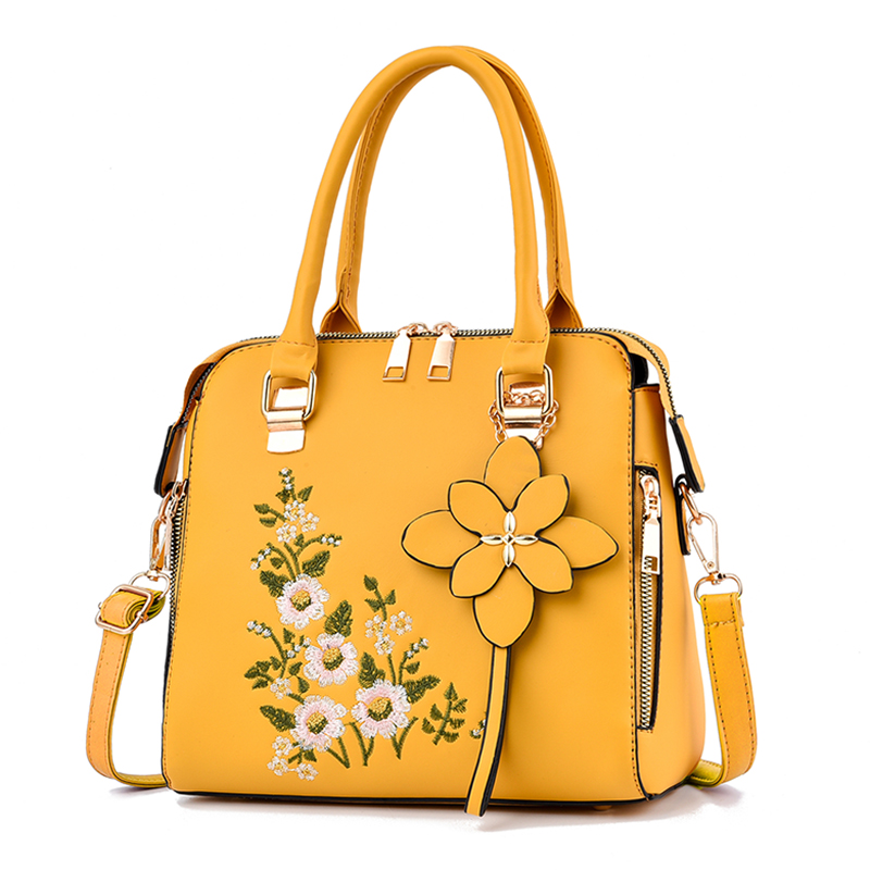 Umhängetasche mit Blumendetail, trendige Handtasche mit Reißverschluss für sterben Arbeit, lässige Umhängetasche, Damen-Geldbörse mit Blumendekor
