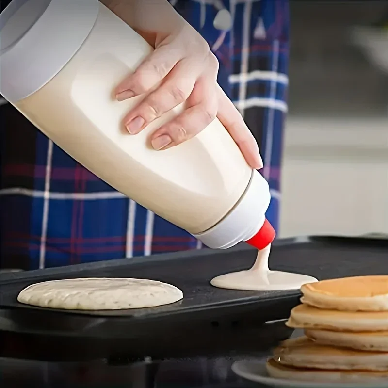Mélangeur de pâte à manivelle de 1000ml, bouteille avec échelle, distributeur de pâte, crêpes avec fouet, boule, produits cuits, outils faciles à presser, 1 pièce