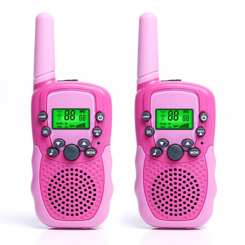 2pcs OPPXUN T388 Mini Children Walkie Talkie Kids Portable Ham Radio Station Cb UHF Headset Transceiver Christmas Telefon: Pink - 2pcs