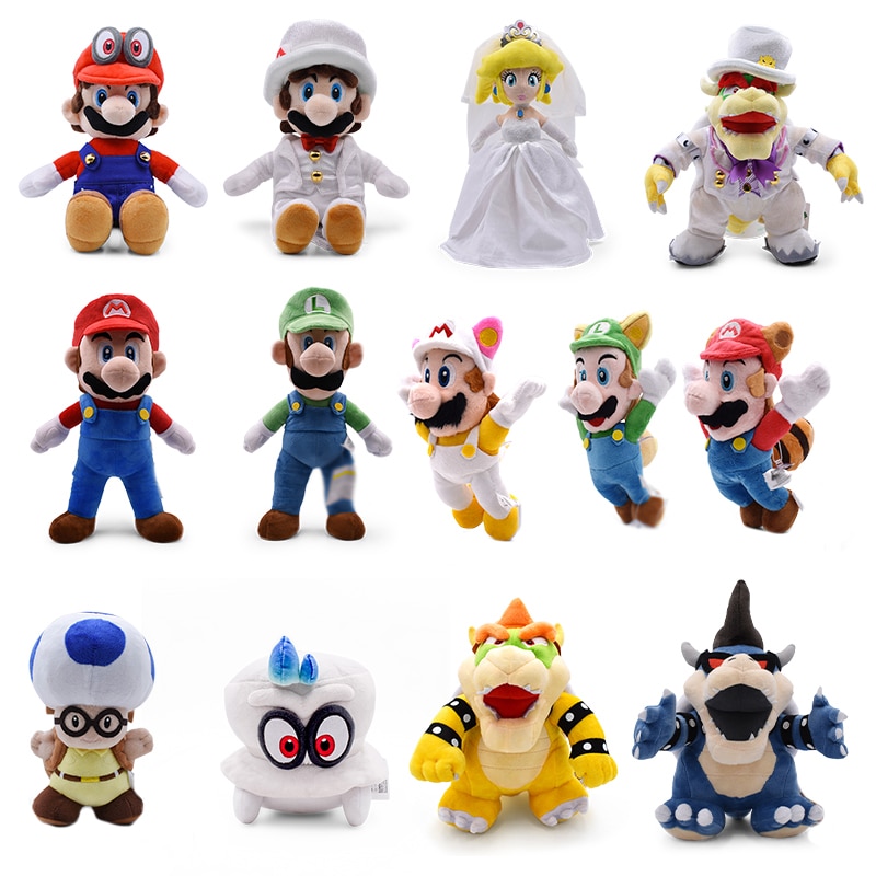 Super Mario Bros Bowser Stand Koopa Chucky Odyssey Wedding Princess Luigi Toadette Darkness Fly Mario Plush Toy Stuffed Doll