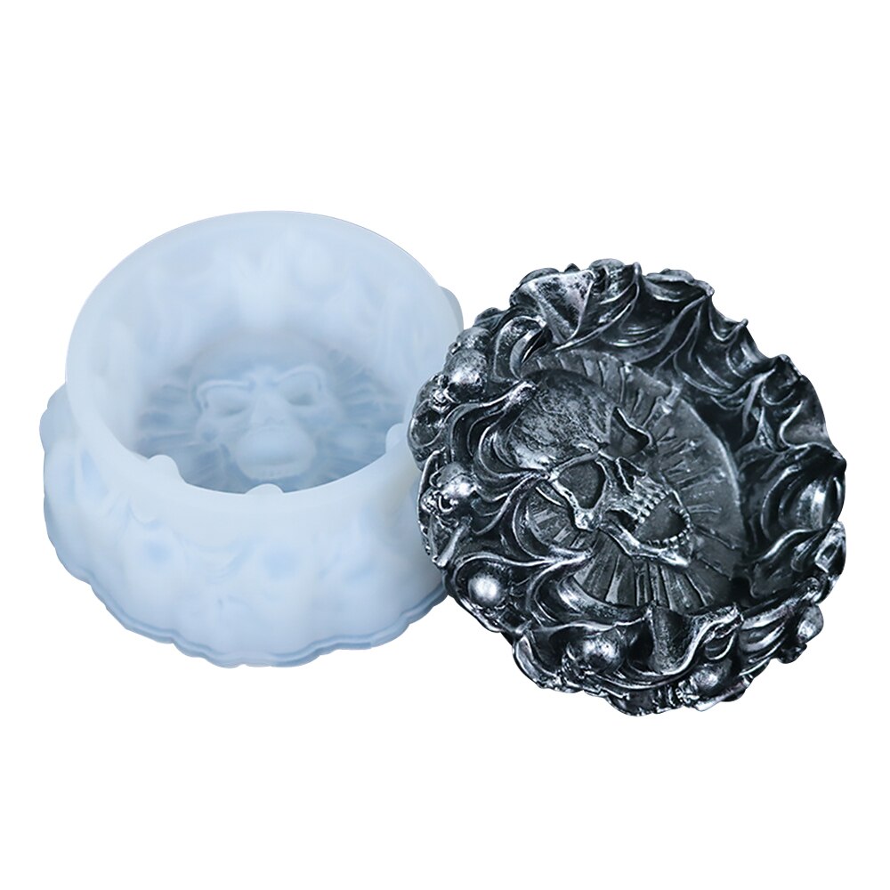 Molde Cenicero de silicona con forma de Calavera, resina, portavelas, molde de fundición, epoxi