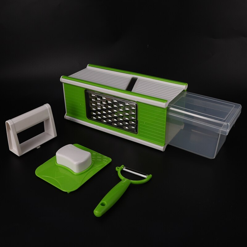 Rivejern multifunktionel 5 in 1 kasse rivejernskærer håndholdt grøntsagsskærer køkkenriver og grøntsagsskræller